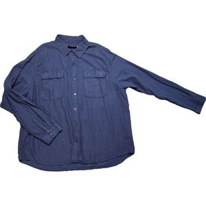 Outerknown Men's Navy Utility Button Down Shirt Large Long Sleeve Organic Cotton